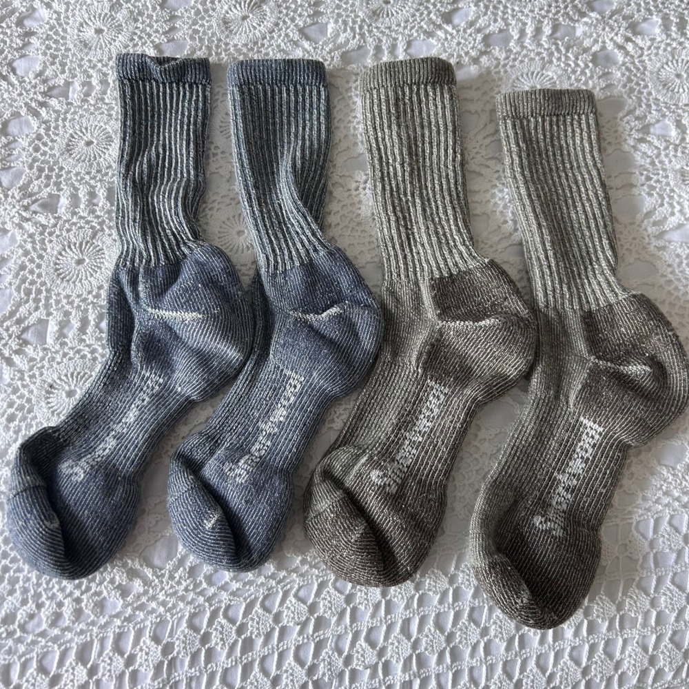Smartwool Merino Wool Crew Hiking Socks 2 Pair Blue Olive Green Mens Medium